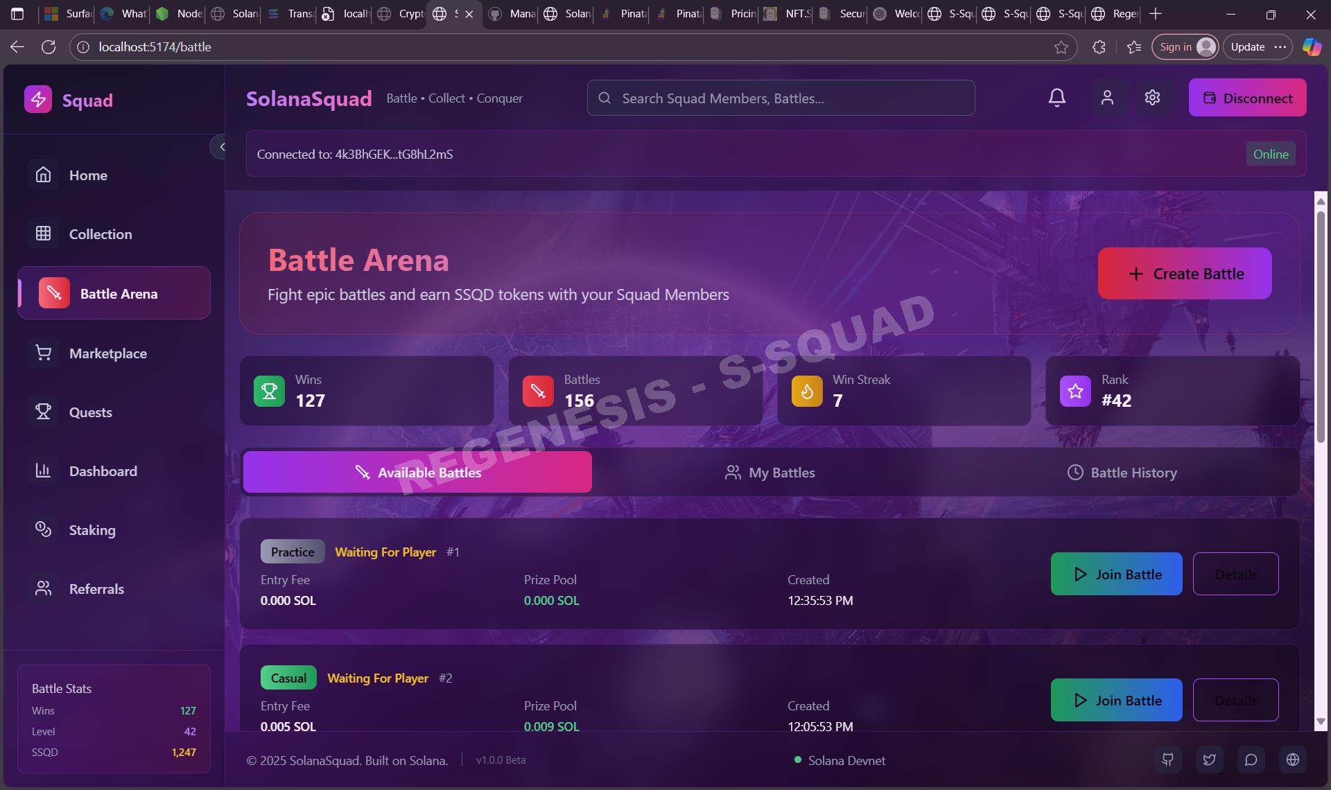 Battle Arena Interface