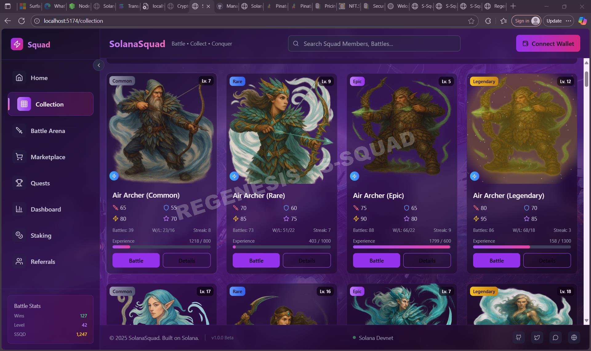 Character Collection Interface